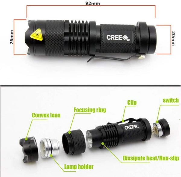 SUPER BRIGHT 2000 LUMENS Adjust Beem Tactical Flashlight that you can carry on Your Belt