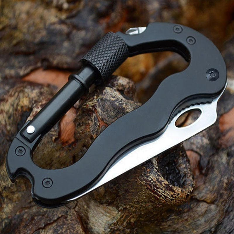 Carabiner/ Multi-Funtional for  Screwdriver, Bottle Opener, Self-Defence, Tactical Knife, Outdoor Sports, Camping, Climbing, etc